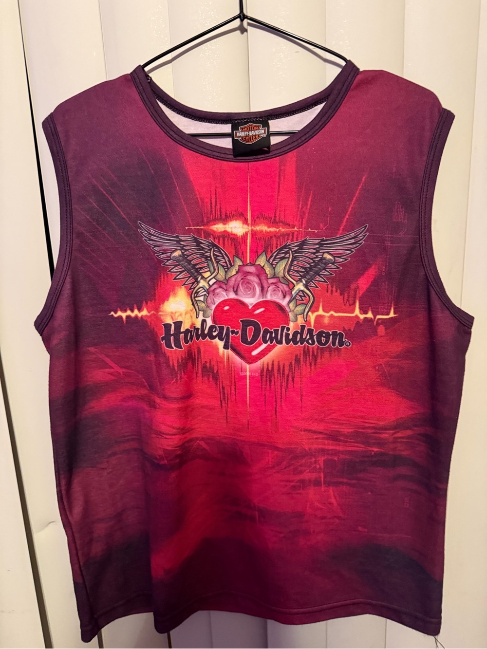 Harley-Davidson Women's Burgundy and Red Winged Heart Tank NWOT